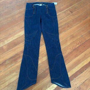 DOLCE & GABBANA Jeans Embroidered Petals Denim Blue NWT $1130 Size 42 US Size 8
